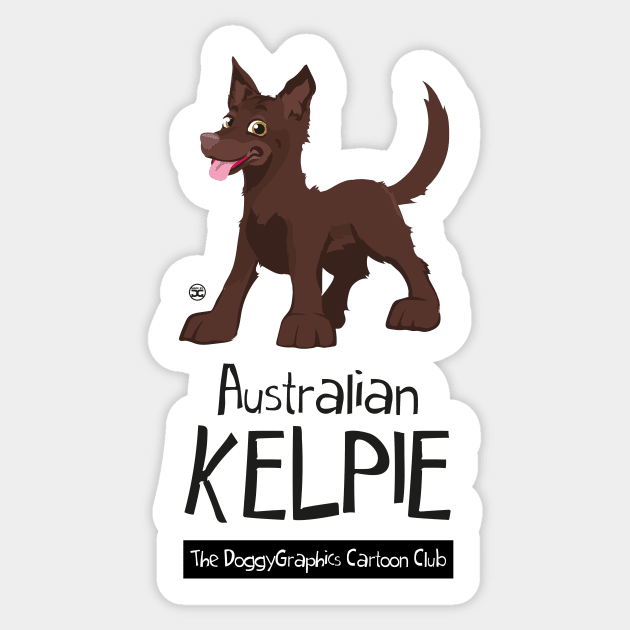 Cartoon Club Kelpie - Brown Sticker by DoggyGraphics